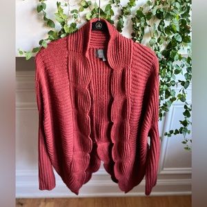 Sunday In Brooklyn Anthropologie Chunky Scalloped Rust Cardigan Sweater Dolman